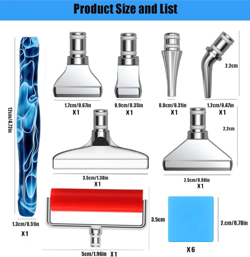 Heyseri Diamond Art Pens, 15pcs Diamond Painting Pen with Wheel Roller Accessories Tools Set, Stainless Steel Metal Pen Tips, Ergonomic Art Drill Pens, Comfort Grip and Faster Drilling(Blue) - Image 2